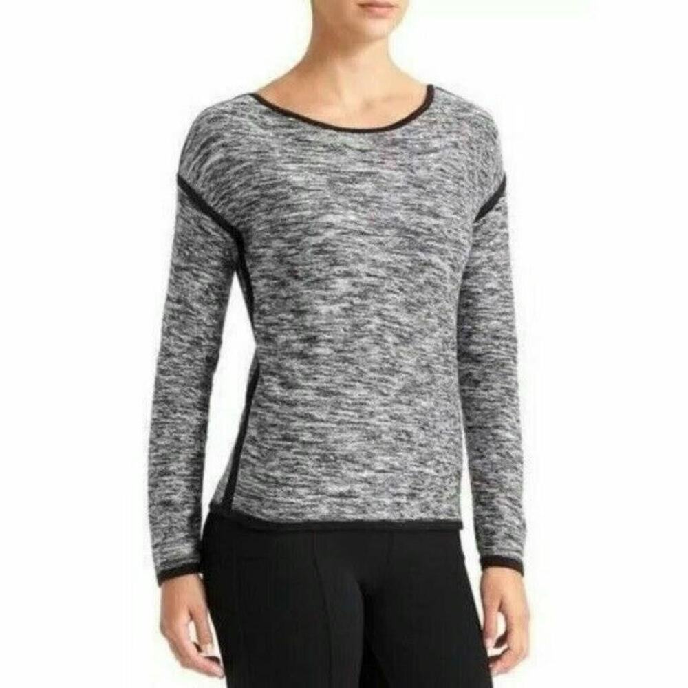 Athleta Retreat Sweater Heathered Marled Knit Active Athletic Black Gray Size L